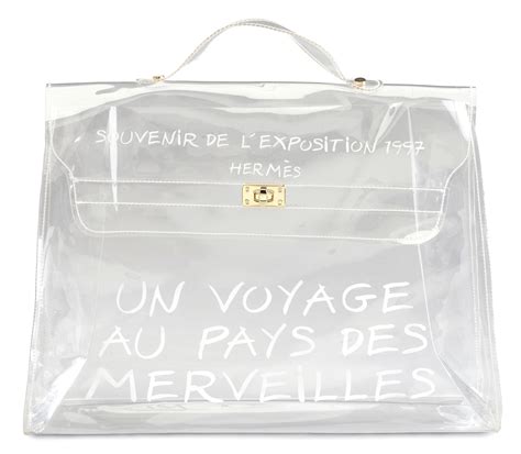 hermes vinyl souvenir de l'exposition kelly transparent|clear hermes kelly bag.